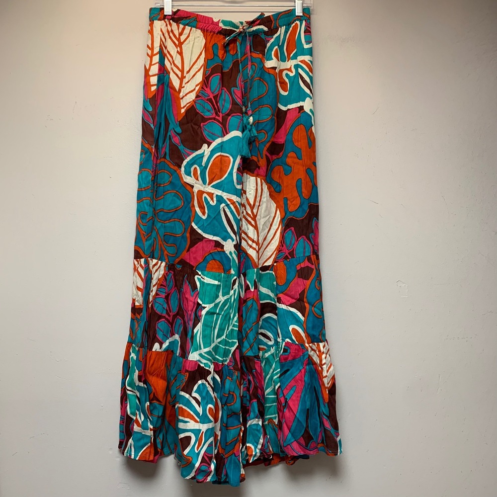 True Destinations Maxi Skirt Womens Medium Multicolor Excellent Tropical Boho